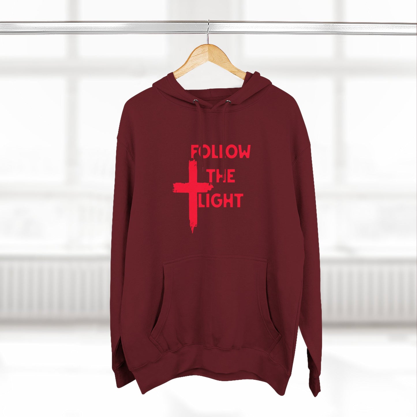 Christian Biker Hoodie: Follow the Light Cross Graphic