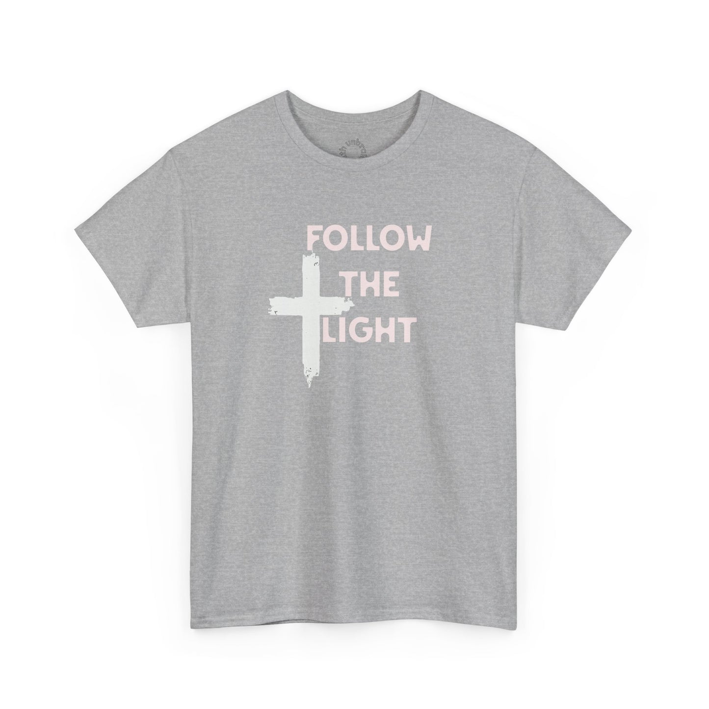 Faith-Inspired Unisex Heavy Cotton Tee, Christian T-Shirt, Follow the Light Tee, Inspirational Apparel, Short Sleeve Shirt