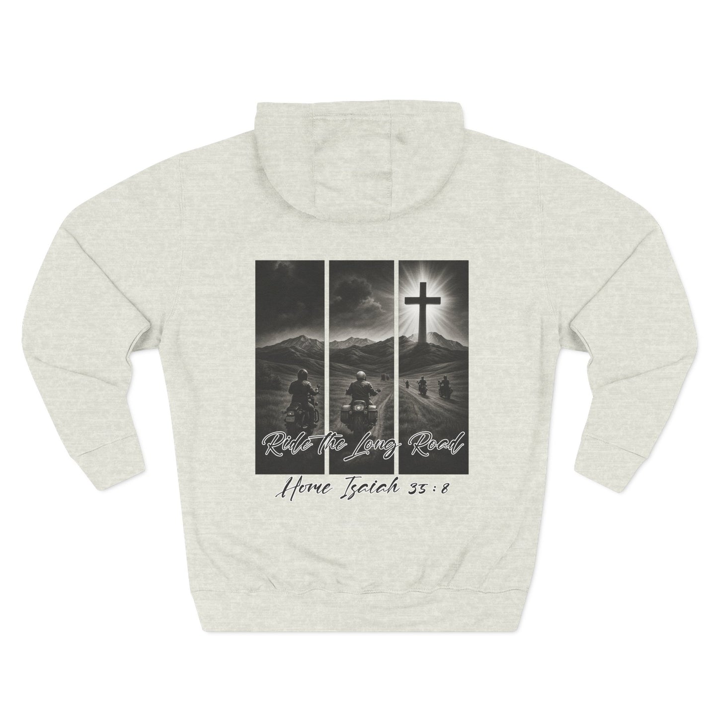 Christian Biker Hoodie: Follow the Light Cross Graphic