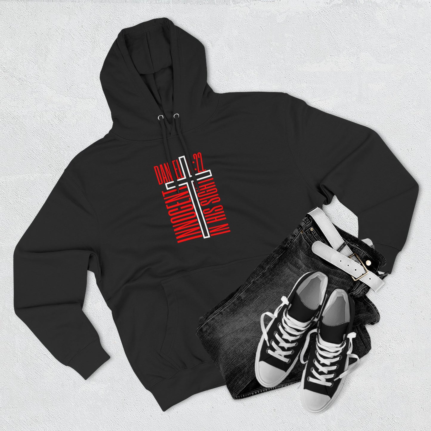Innocent in His Sight. Christian Cross Hoodie Daniel 6:22 Hoodie