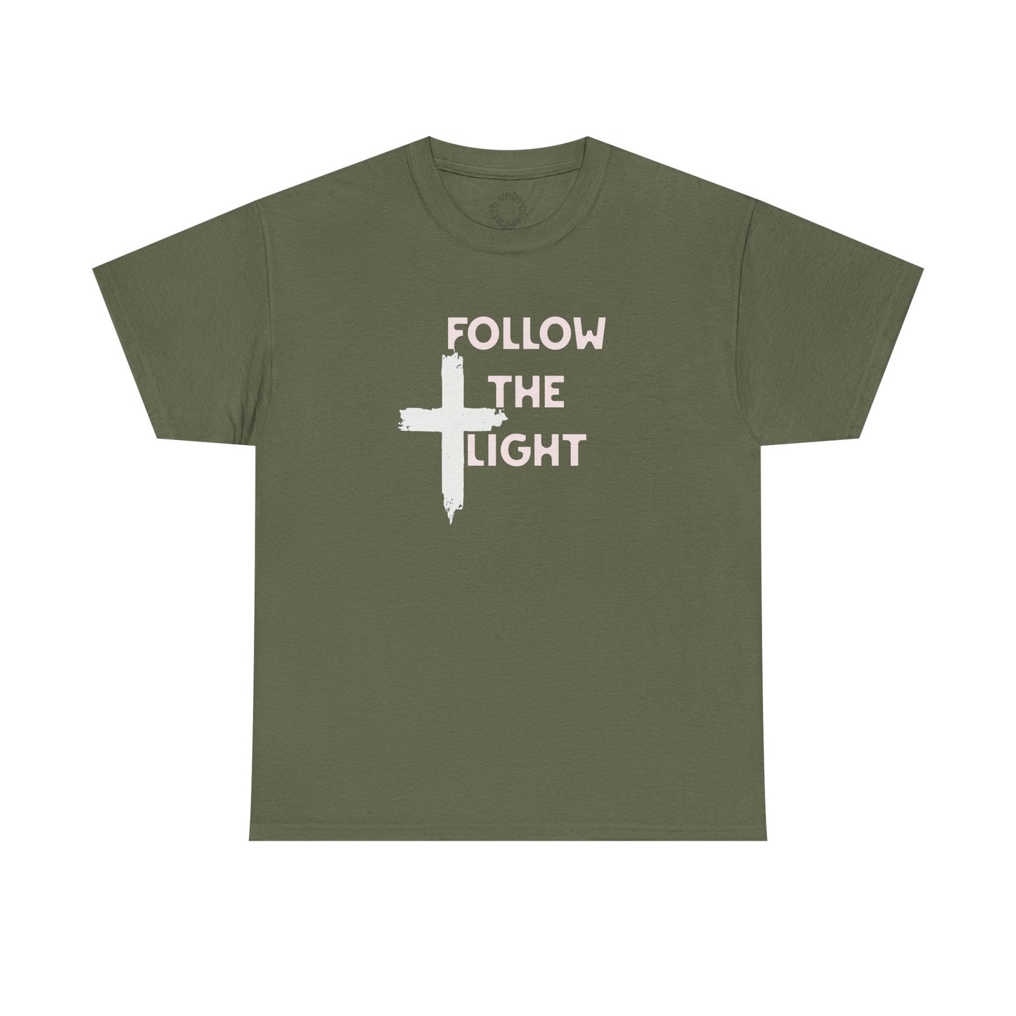 Faith-Inspired Unisex Heavy Cotton Tee, Christian T-Shirt, Follow the Light Tee, Inspirational Apparel, Short Sleeve Shirt