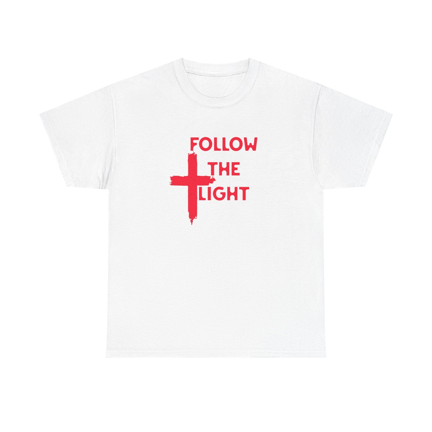 Faith-Inspired Unisex Heavy Cotton Tee, Christian T-Shirt, Follow the Light Tee, Inspirational Apparel, Short Sleeve Shirt