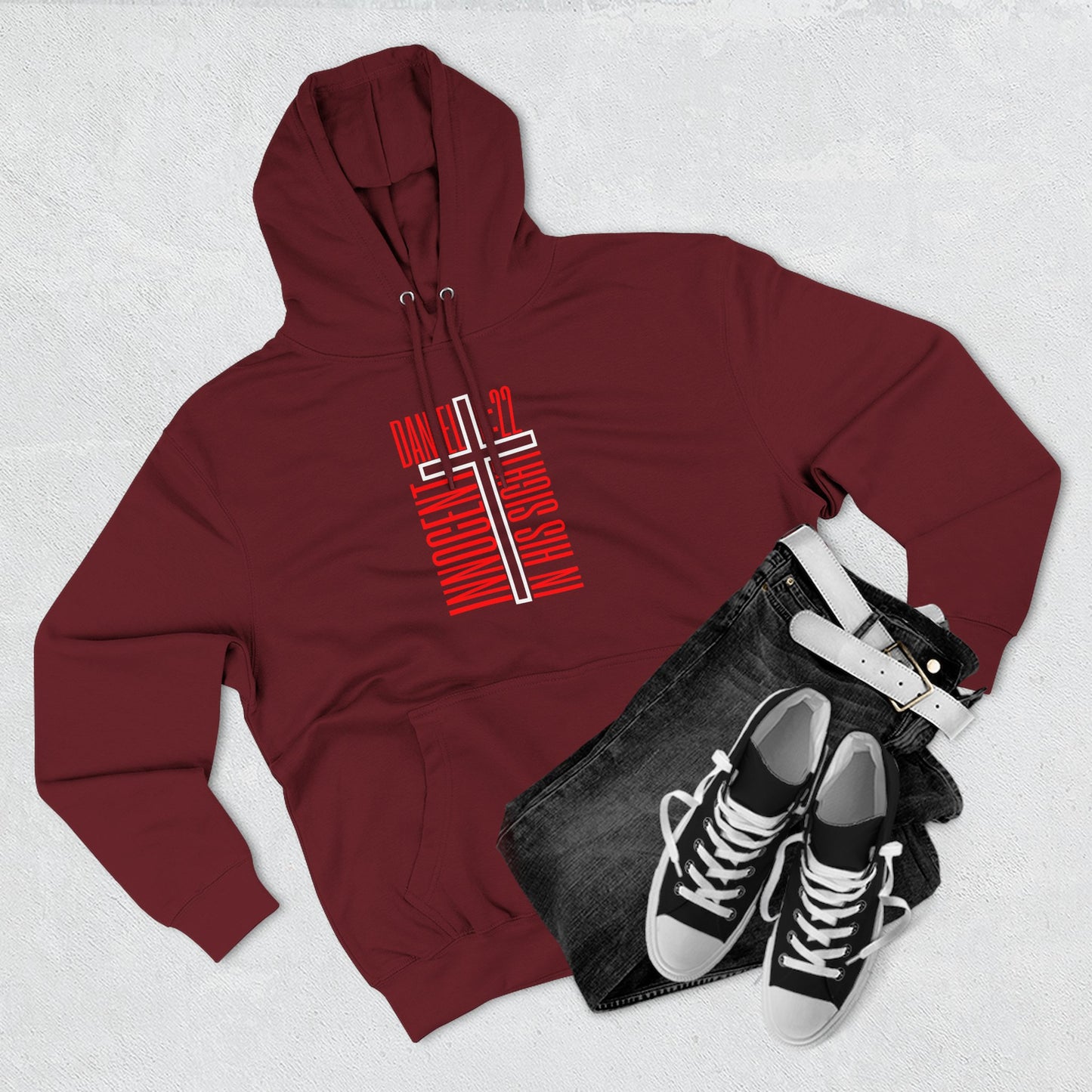 Innocent in His Sight. Christian Cross Hoodie Daniel 6:22 Hoodie