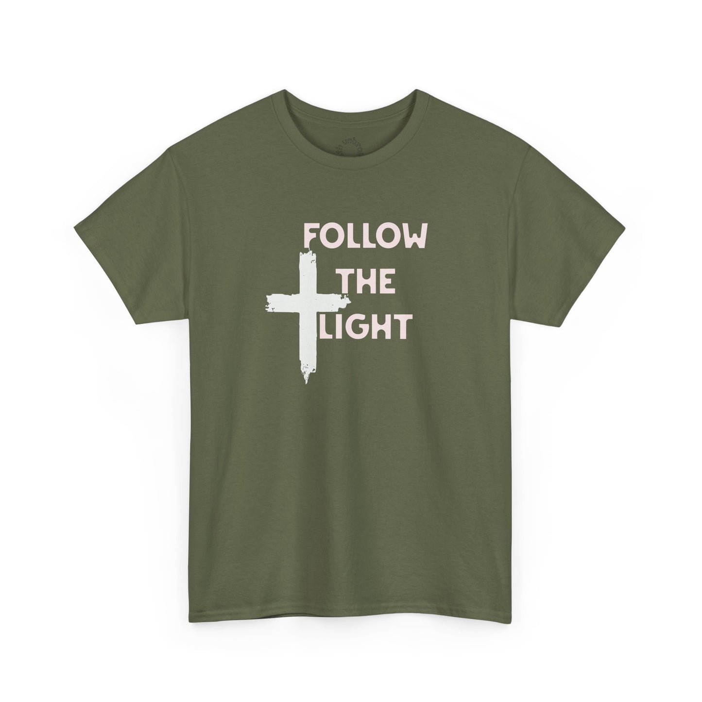 Faith-Inspired Unisex Heavy Cotton Tee, Christian T-Shirt, Follow the Light Tee, Inspirational Apparel, Short Sleeve Shirt