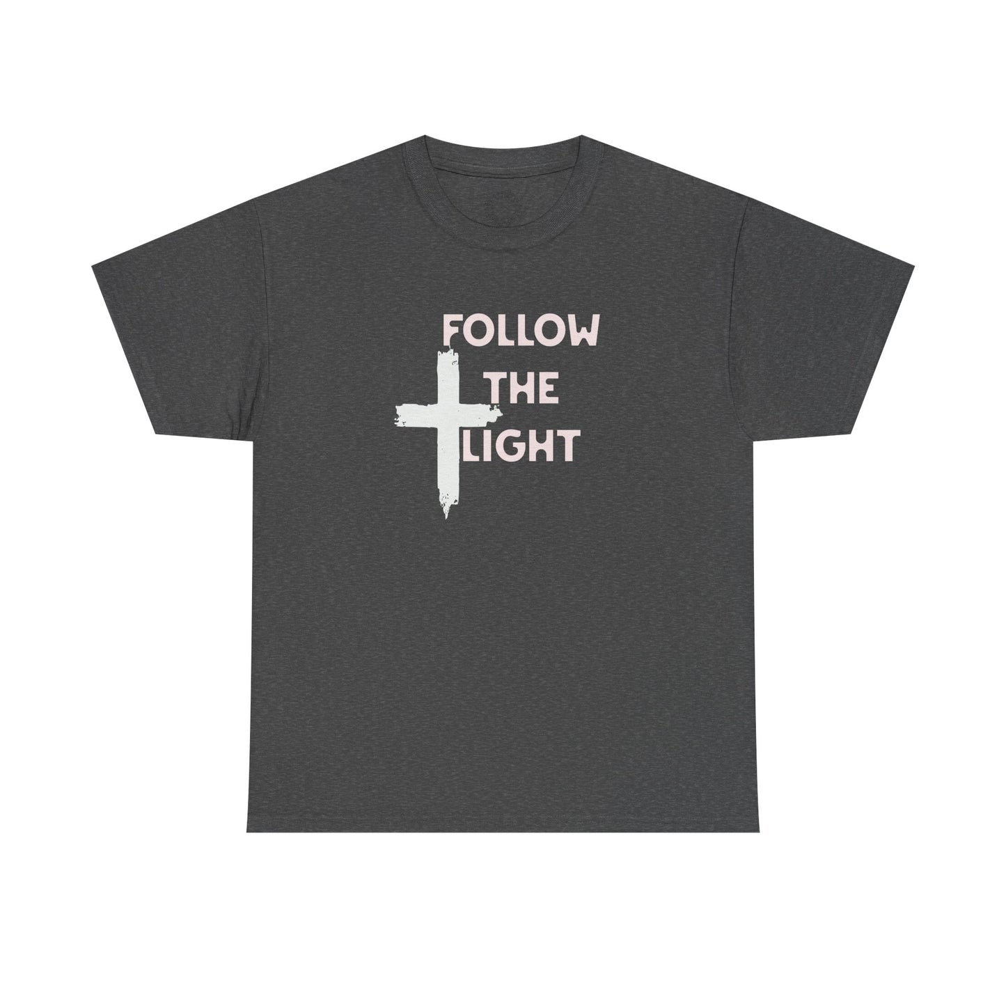 Faith-Inspired Unisex Heavy Cotton Tee, Christian T-Shirt, Follow the Light Tee, Inspirational Apparel, Short Sleeve Shirt