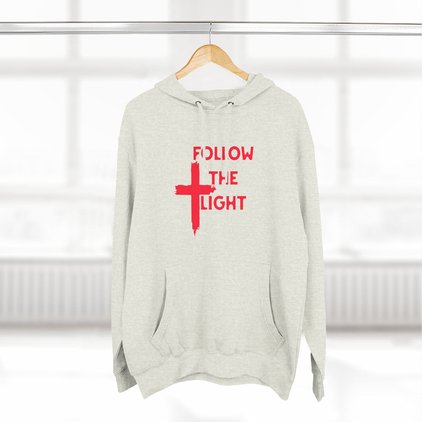 Christian Biker Hoodie: Follow the Light Cross Graphic