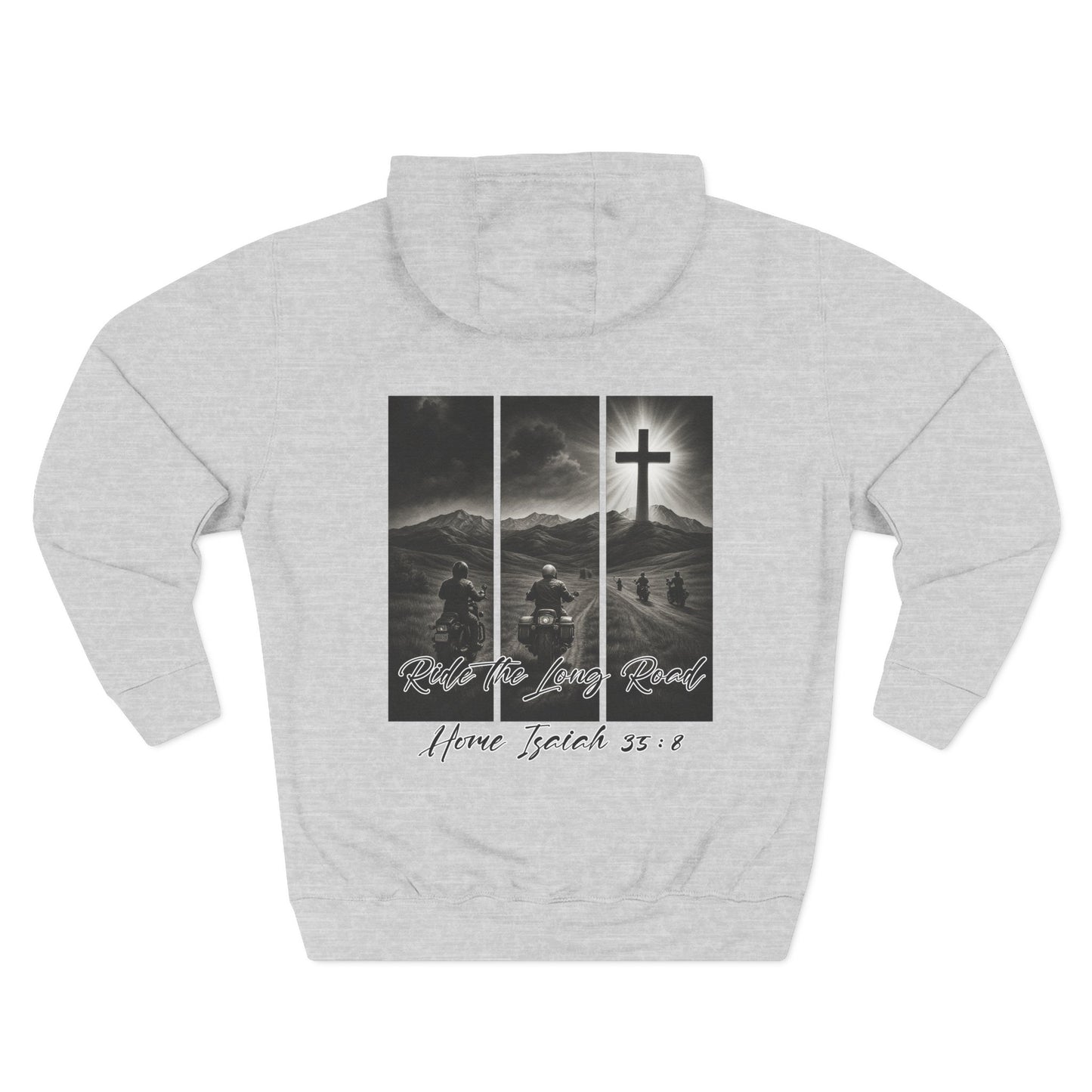 Christian Biker Hoodie: Follow the Light Cross Graphic