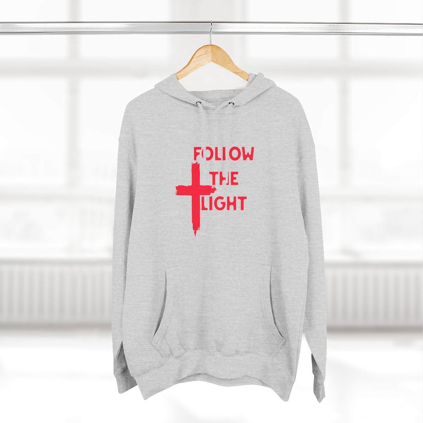 Christian Biker Hoodie: Follow the Light Cross Graphic