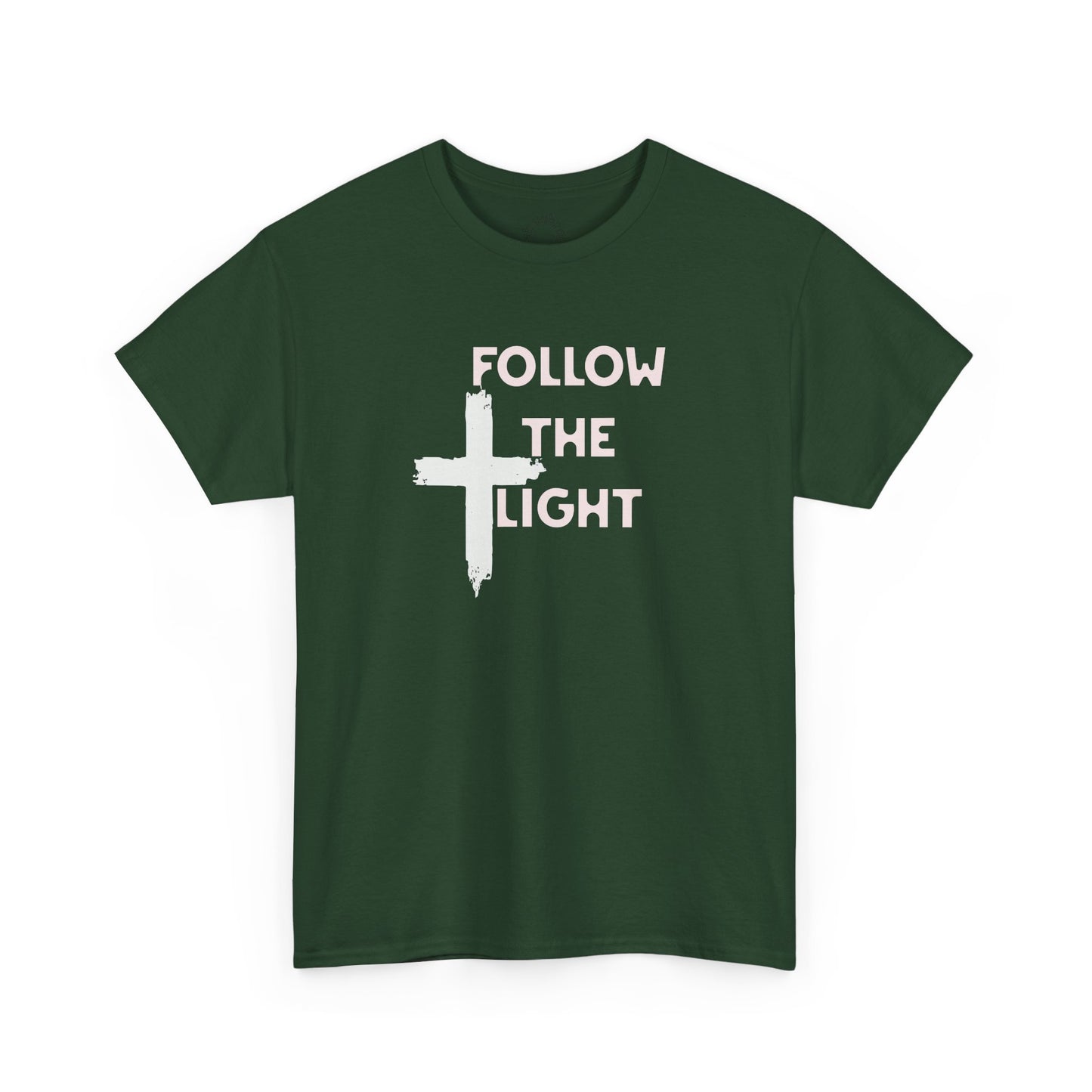Faith-Inspired Unisex Heavy Cotton Tee, Christian T-Shirt, Follow the Light Tee, Inspirational Apparel, Short Sleeve Shirt