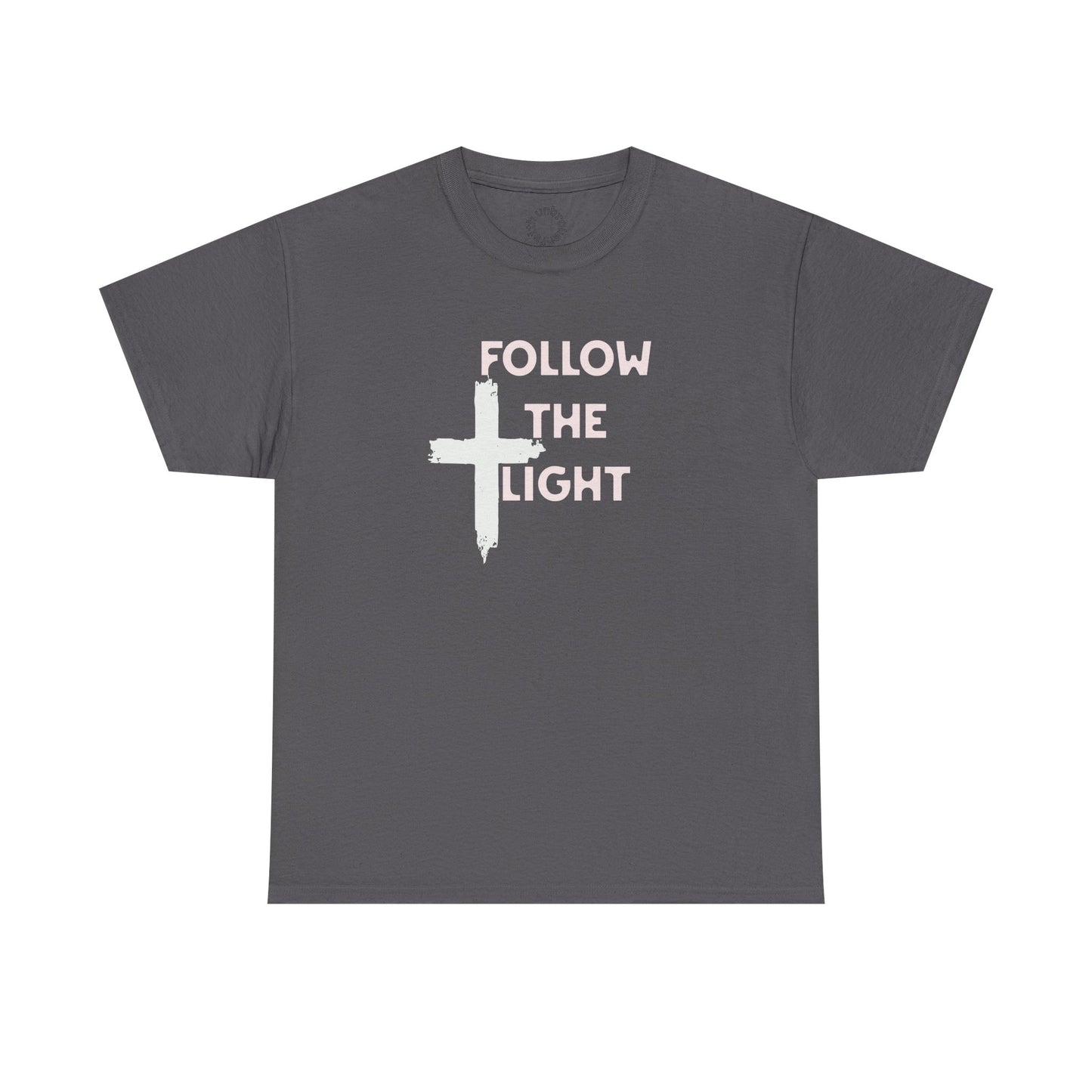 Faith-Inspired Unisex Heavy Cotton Tee, Christian T-Shirt, Follow the Light Tee, Inspirational Apparel, Short Sleeve Shirt