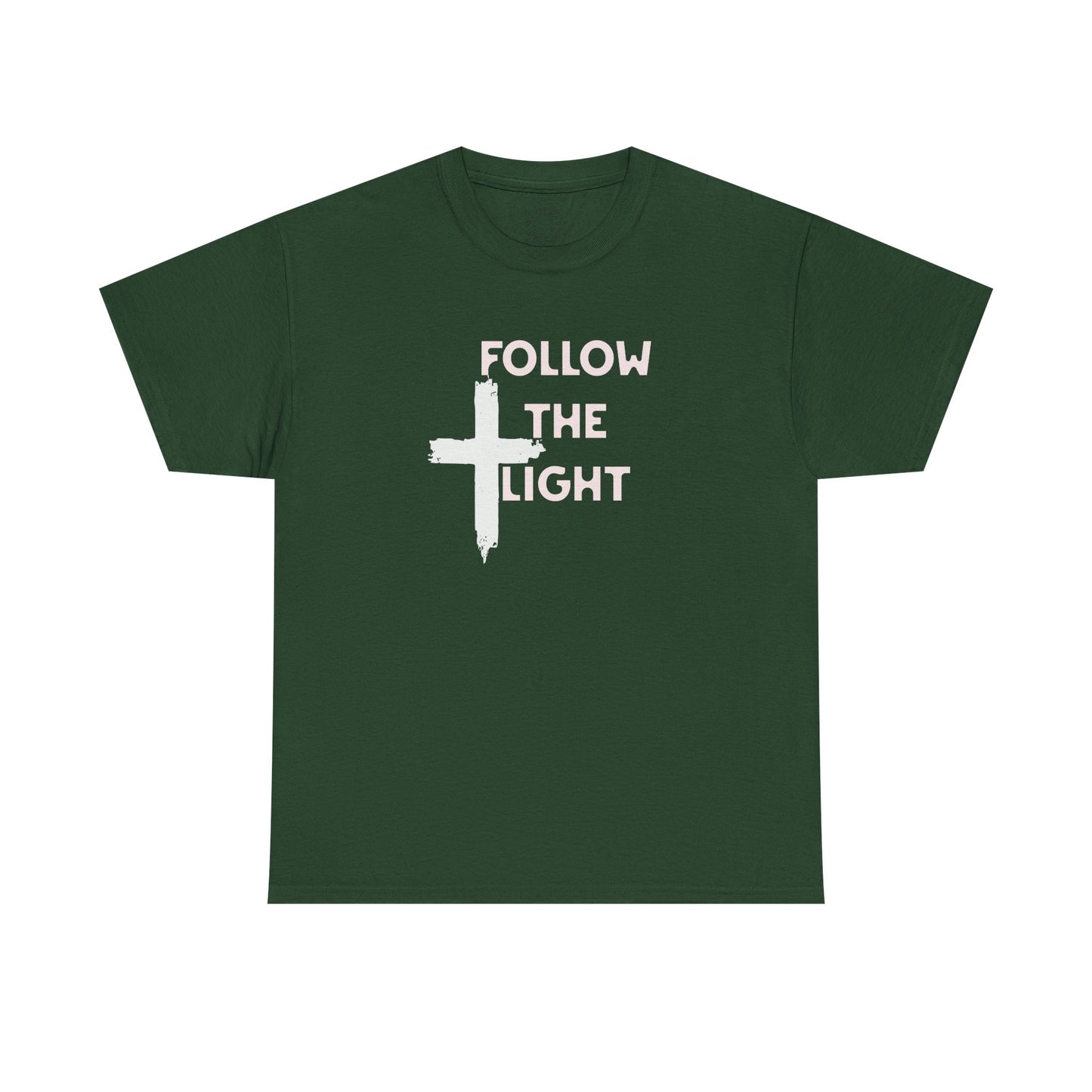 Faith-Inspired Unisex Heavy Cotton Tee, Christian T-Shirt, Follow the Light Tee, Inspirational Apparel, Short Sleeve Shirt