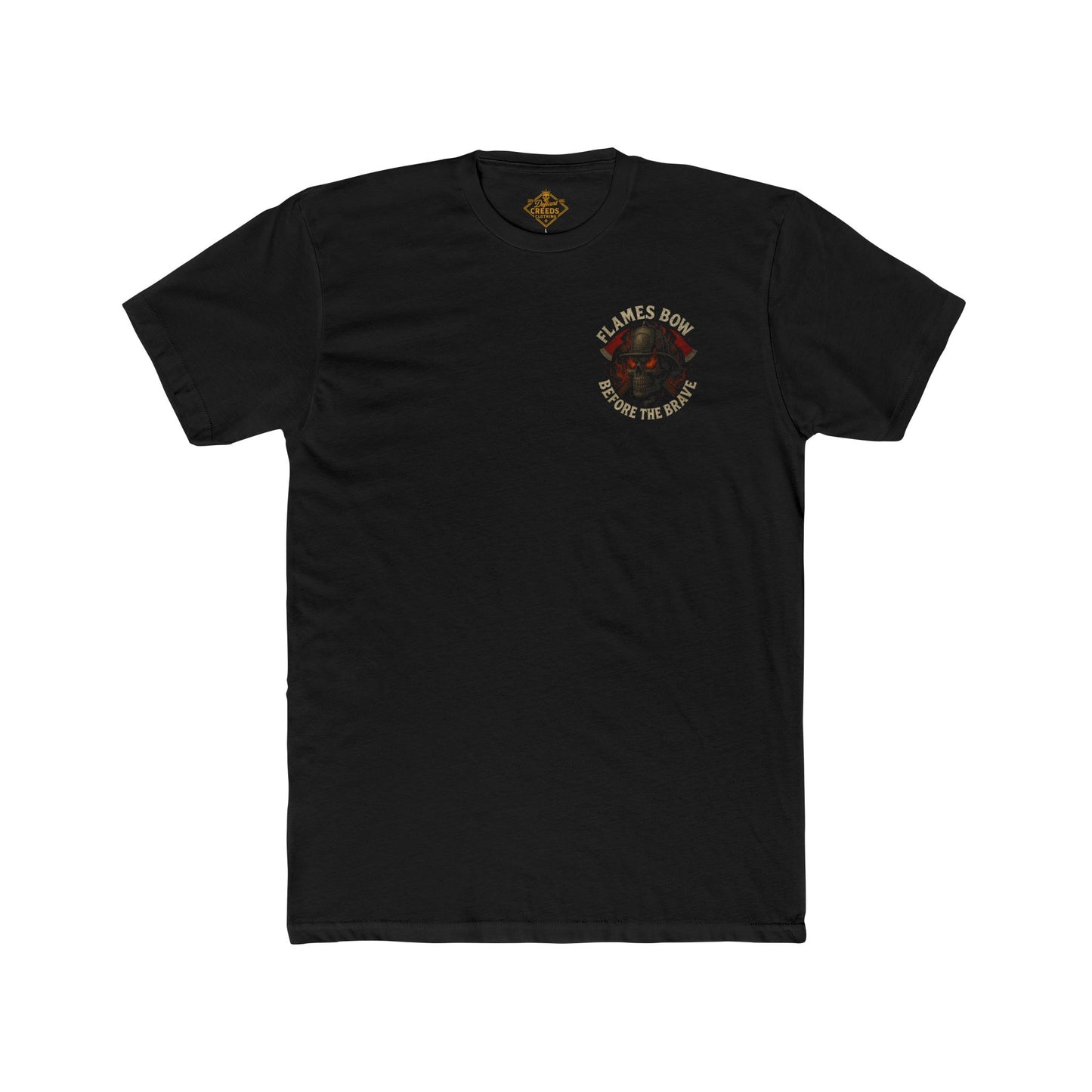 Flames Bow Before the Brave – Firefighter Skull Tee
