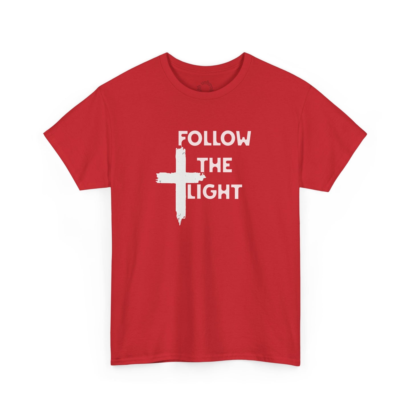 Faith-Inspired Unisex Heavy Cotton Tee, Christian T-Shirt, Follow the Light Tee, Inspirational Apparel, Short Sleeve Shirt