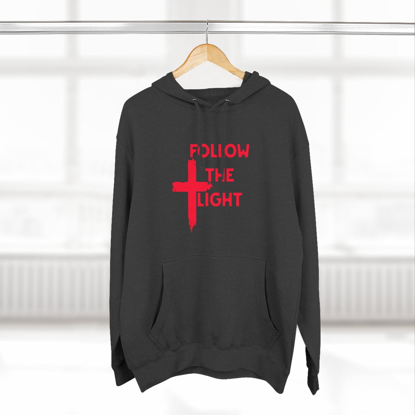 Christian Biker Hoodie: Follow the Light Cross Graphic