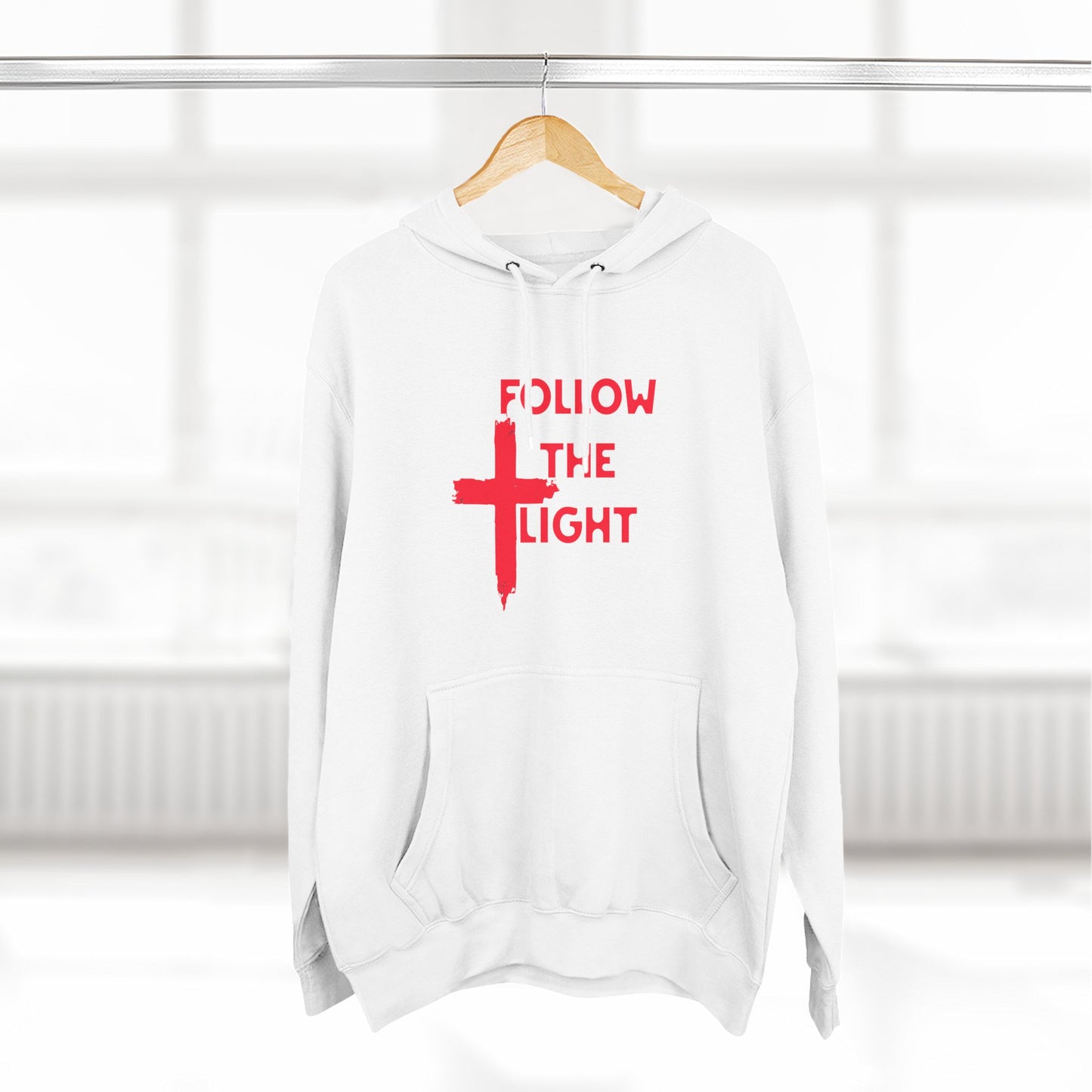 Christian Biker Hoodie: Follow the Light Cross Graphic