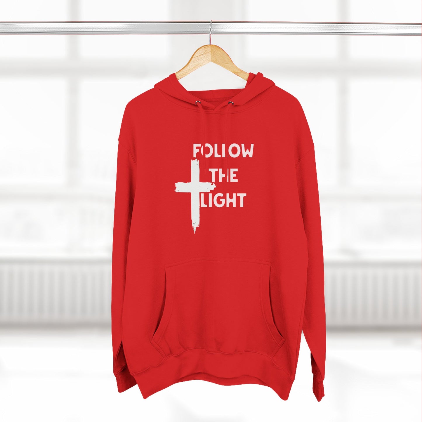 Christian Biker Hoodie: Follow the Light Cross Graphic
