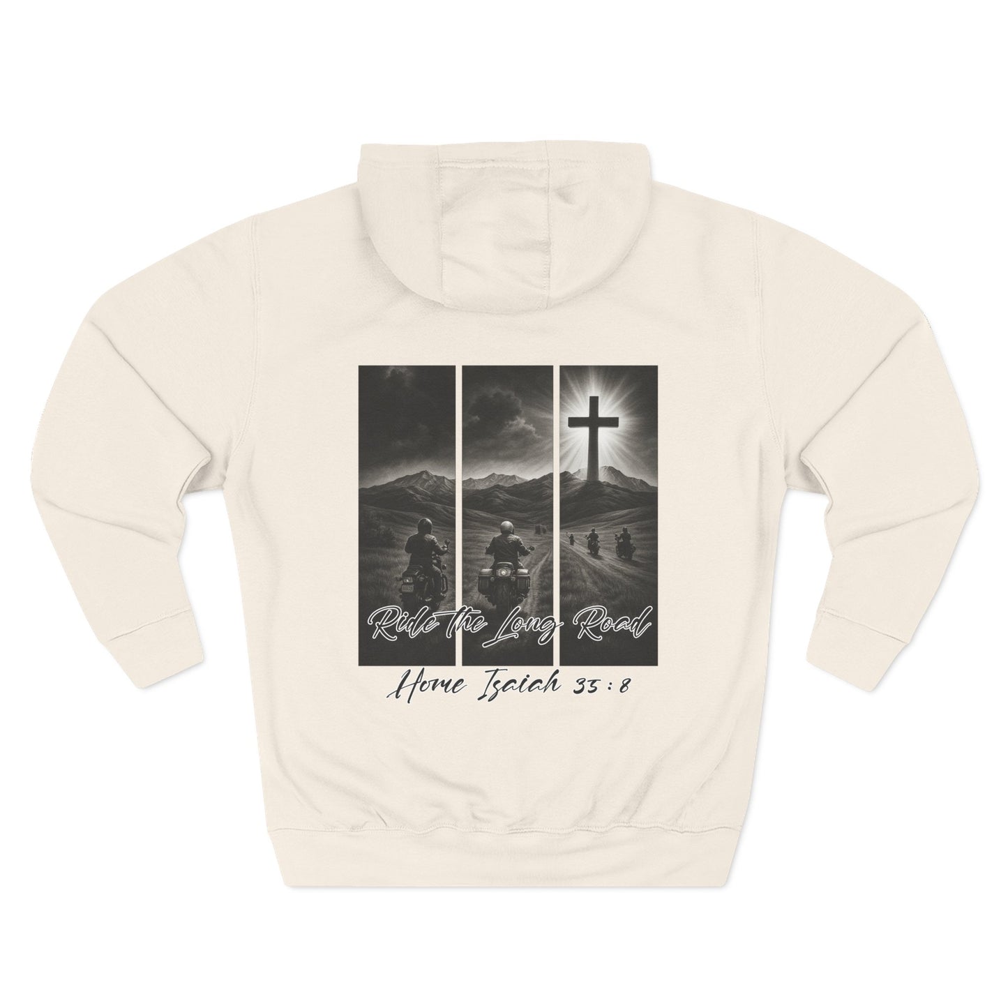 Christian Biker Hoodie: Follow the Light Cross Graphic