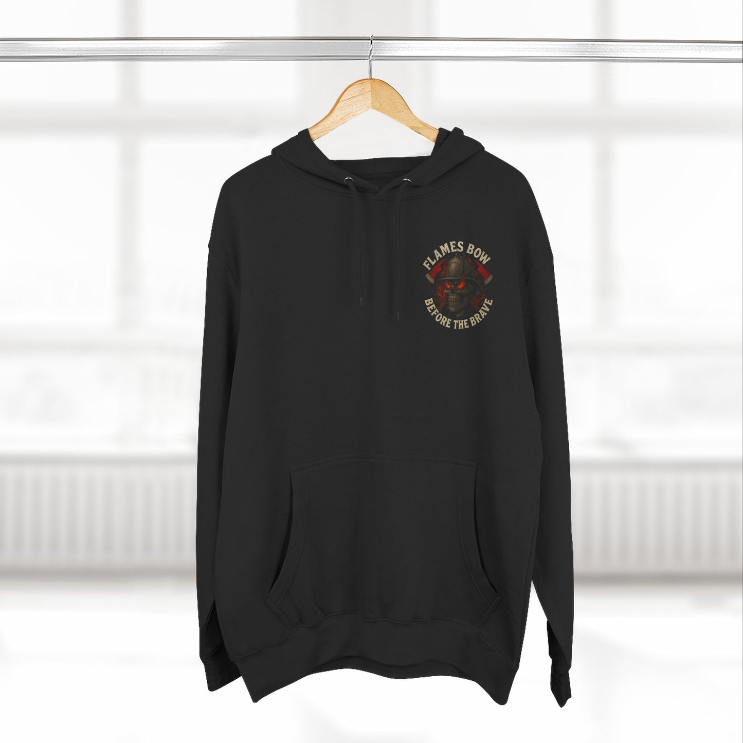 Flames Bow Before the Brave – Firefighter Skull Hoodie