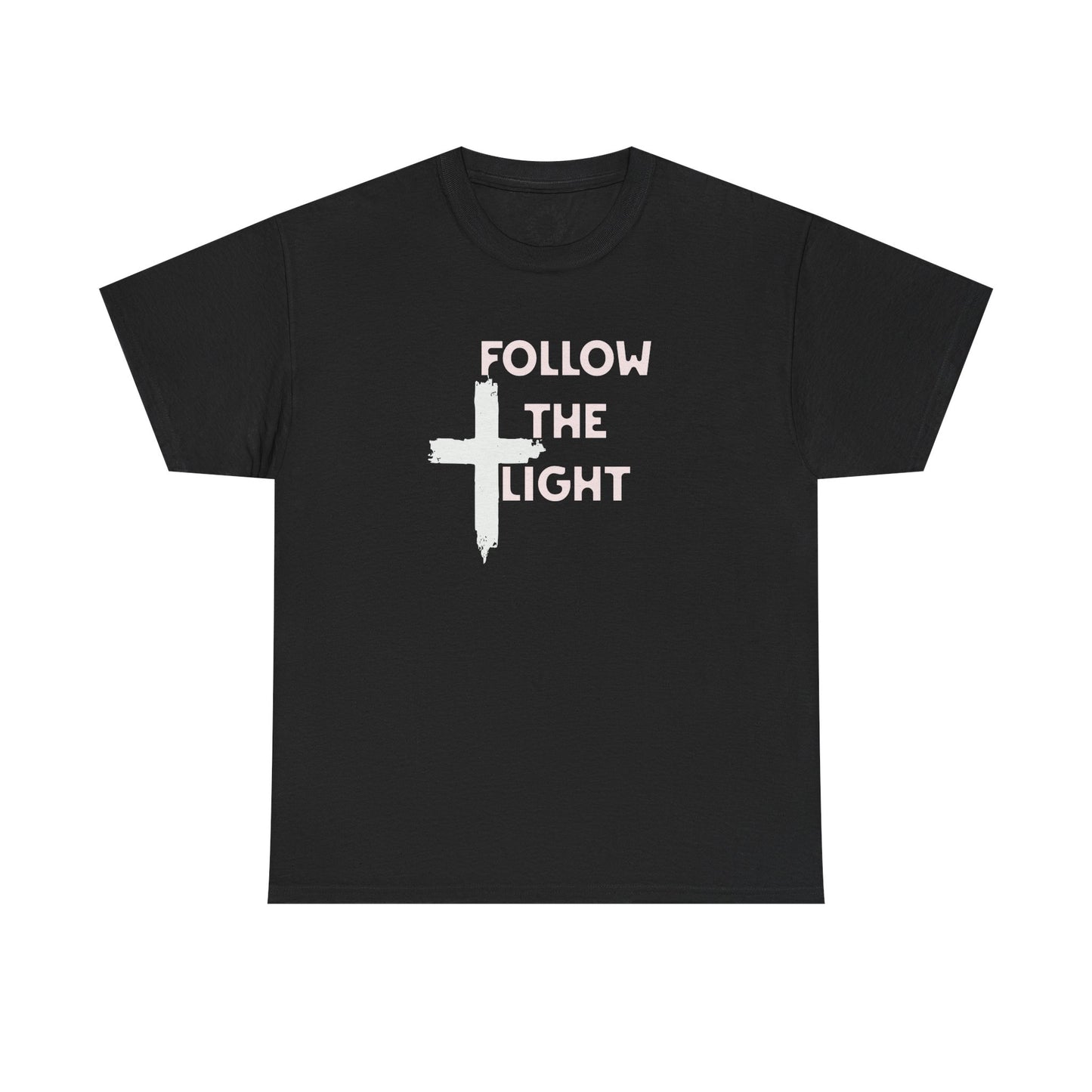 Faith-Inspired Unisex Heavy Cotton Tee, Christian T-Shirt, Follow the Light Tee, Inspirational Apparel, Short Sleeve Shirt