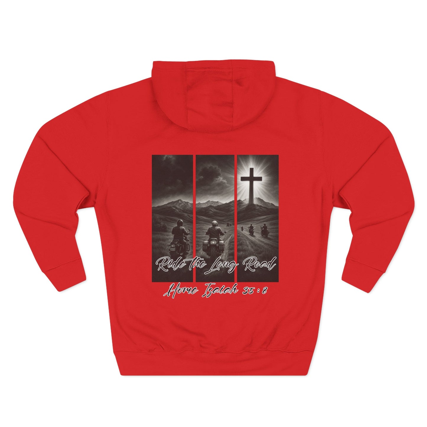 Christian Biker Hoodie: Follow the Light Cross Graphic