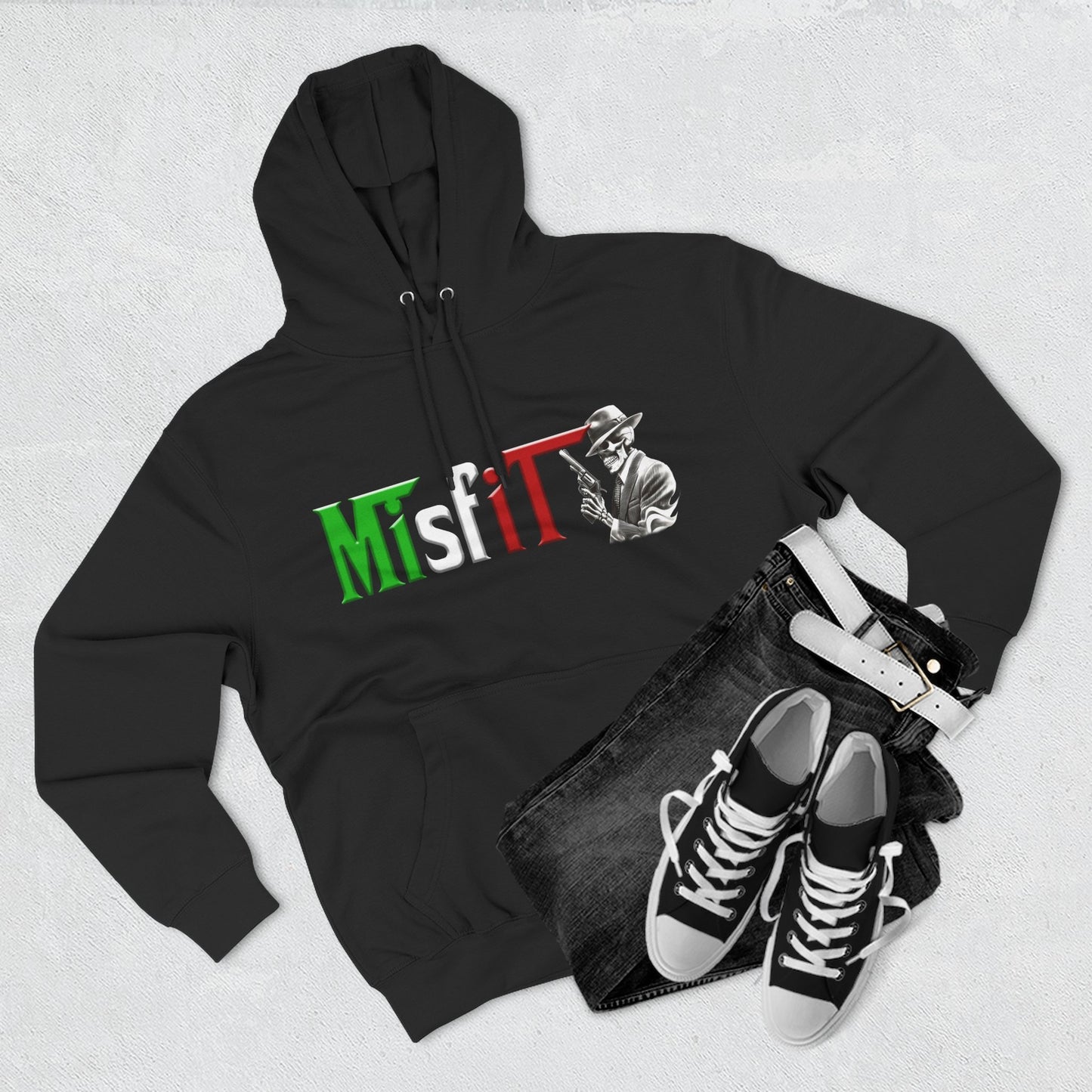 Misfit Italian Mobster Hoodie” – Defiant Creeds Original Three-Panel Fleece Hoodie