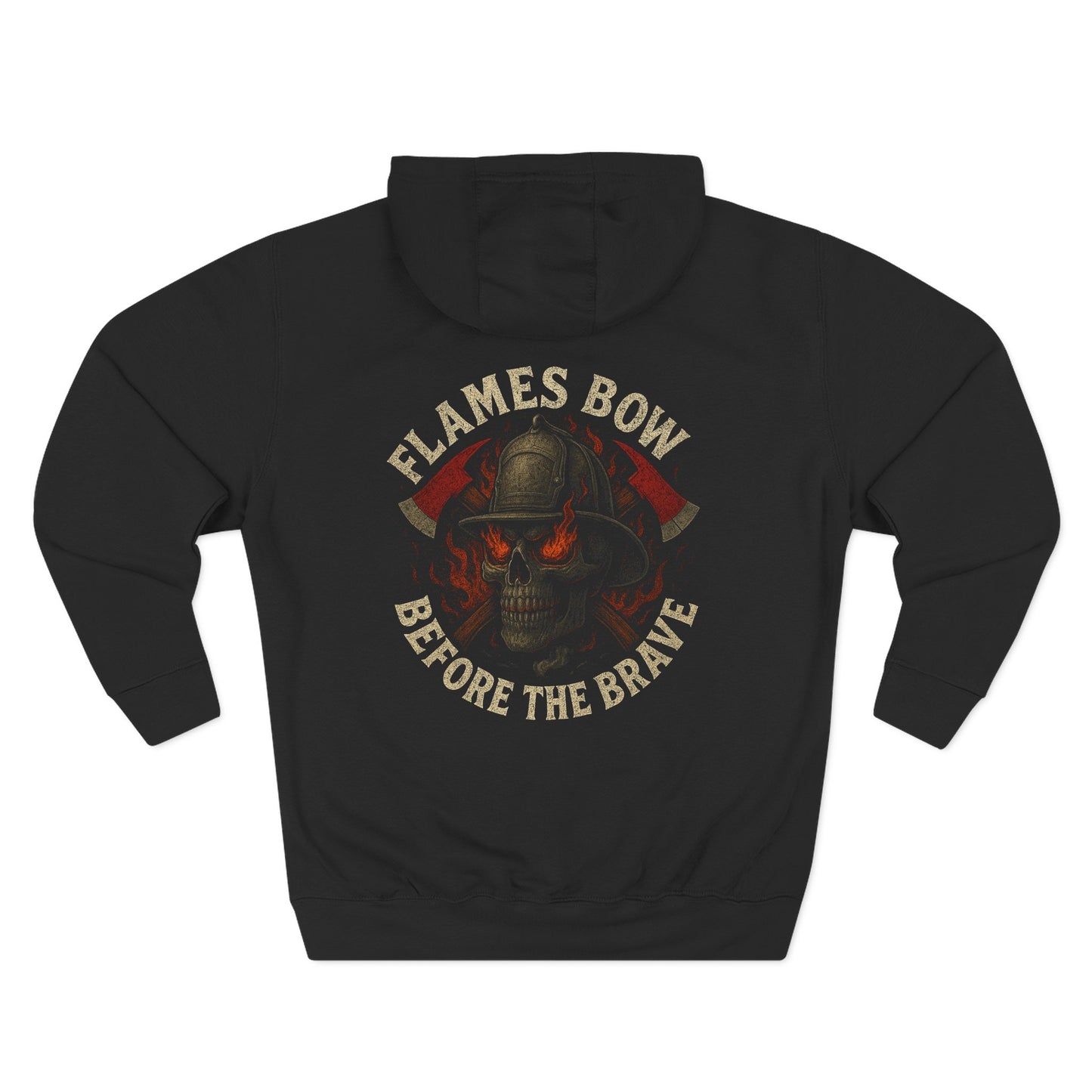 Flames Bow Before the Brave – Firefighter Skull Hoodie