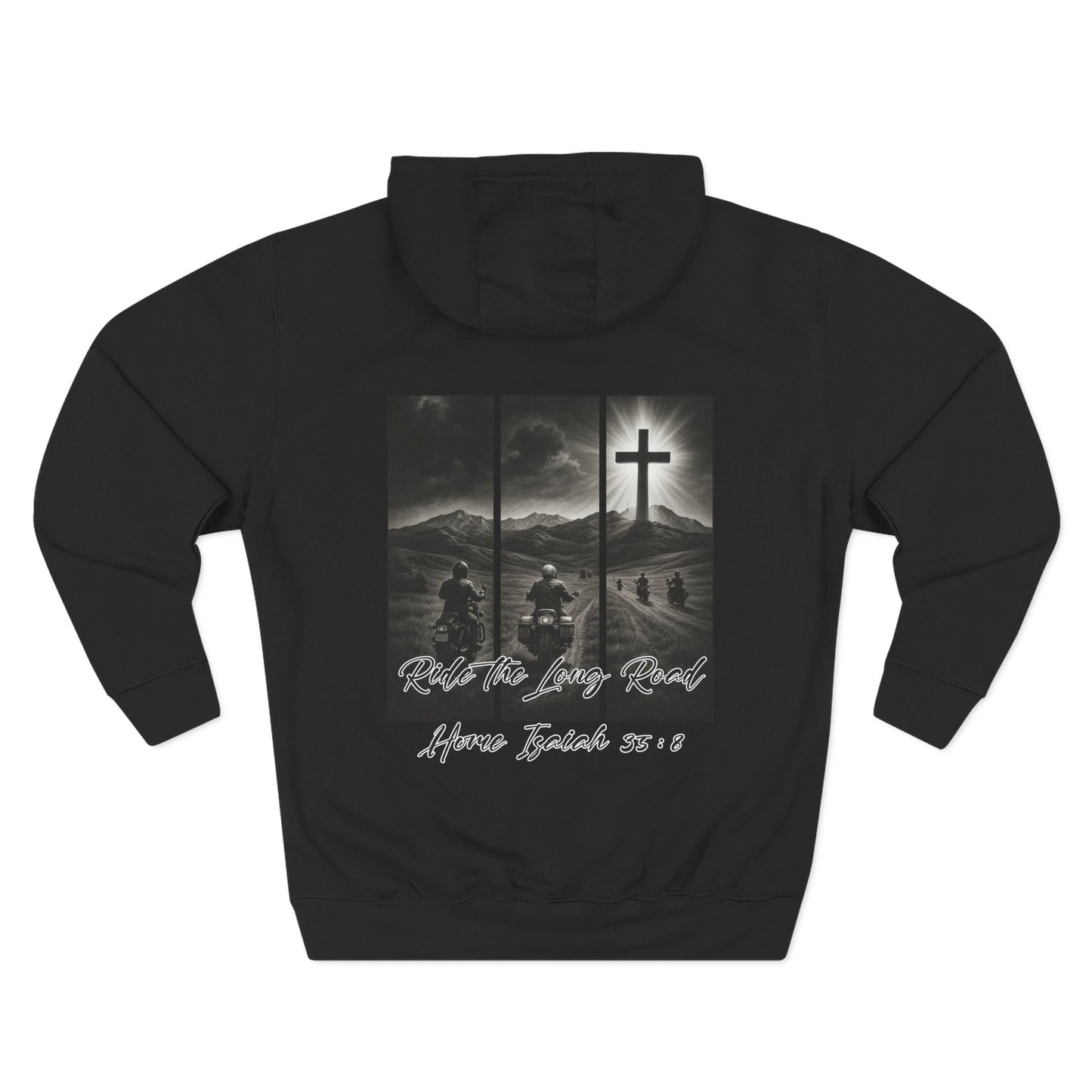 Christian Biker Hoodie: Follow the Light Cross Graphic