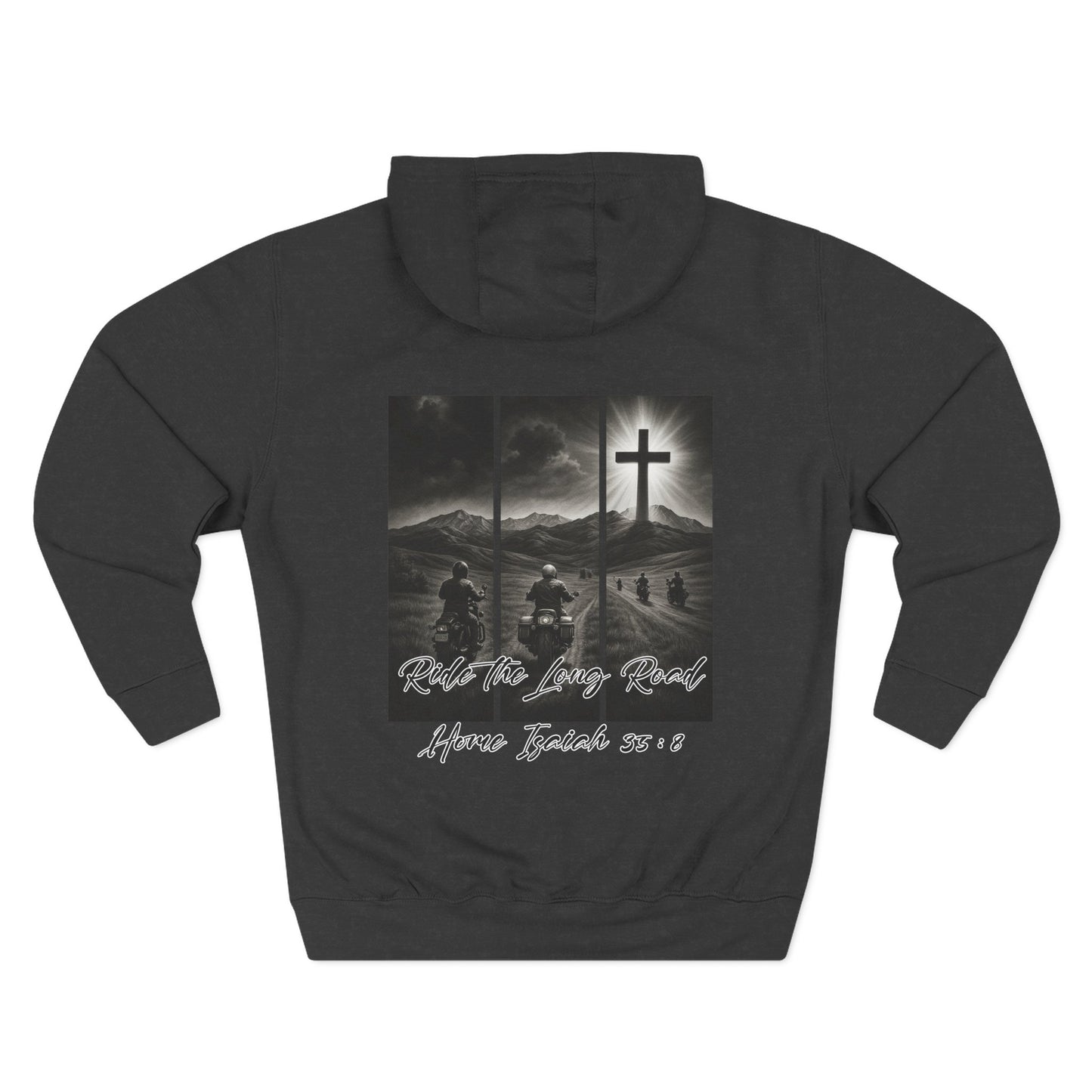 Christian Biker Hoodie: Follow the Light Cross Graphic